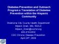 Diabetes Prevention and Outreach Program a Translation of Diabetes Prevention within the Hispanic Co PowerPoint PPT Presentation