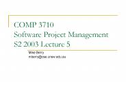 COMP 3710 Software Project Management S2 2003 Lecture 5
