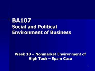 BA107 Social and Political Environment of Business