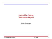 Proton Plan Status September Report