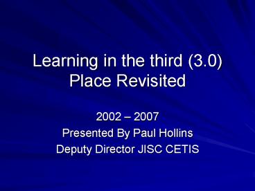 Learning in the third 3.0 Place Revisited