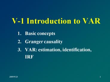 V1 Introduction to VAR