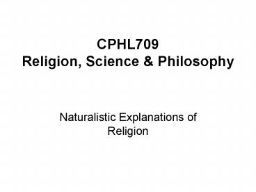 CPHL709 Religion, Science