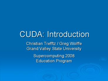 PPT – CUDA: Introduction PowerPoint presentation | free to view - id ...