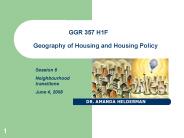 GGR 357 H1F Geography of Housing and Housing Policy