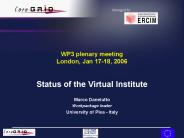 WP3 plenary meeting London, Jan 1718, 2006