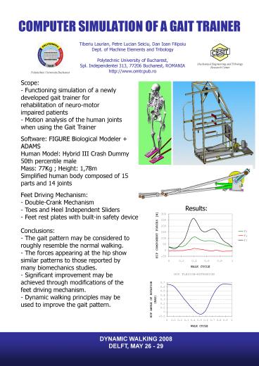 COMPUTER SIMULATION OF A GAIT TRAINER