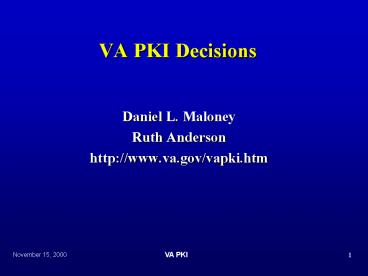 VA PKI Decisions