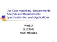 Use Case modelling, Requirements Analysis and Requirements Specification for Web Applications PowerPoint PPT Presentation