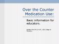 Over the Counter Medication Use: PowerPoint PPT Presentation