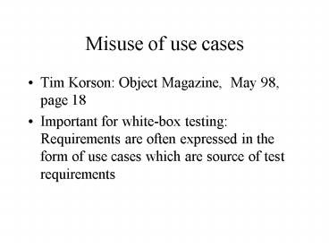 Misuse of use cases