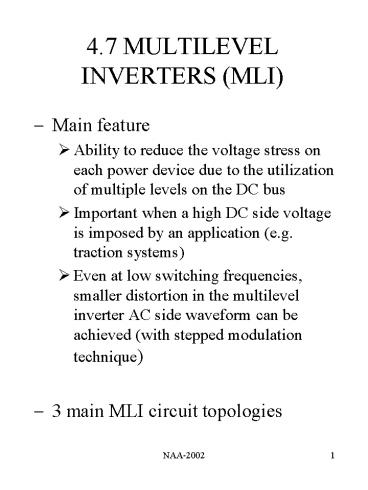 4.7 MULTILEVEL INVERTERS MLI