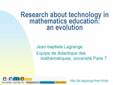 Research about technology in mathematics education: an evolution