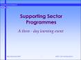 Supporting Sector Programmes PowerPoint PPT Presentation