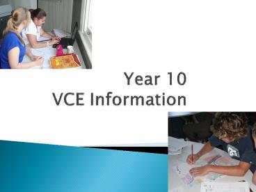 Year 10 VCE Information