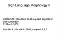 Sign Language Morphology II PowerPoint PPT Presentation