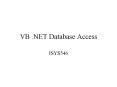 VB .NET Database Access PowerPoint PPT Presentation