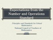 Expectations from the Number and Operations Standard