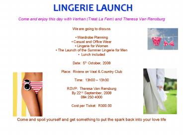 LINGERIE LAUNCH