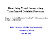 Describing Visual Scenes using Transformed Dirichlet Processes