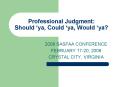 Professional Judgment: Should ya, Could ya, Would ya PowerPoint PPT Presentation