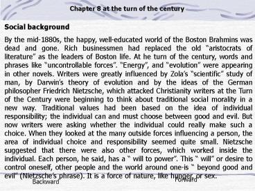 Chapter 8 at the turn of the century