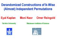 Derandomized Constructions of kWise Almost Independent Permutations