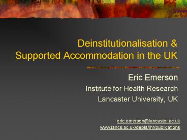 Deinstitutionalisation