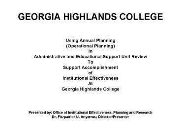 GEORGIA HIGHLANDS COLLEGE