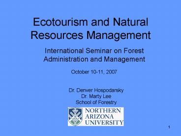 Ecotourism and Natural Resources Management