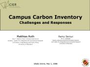 Campus Carbon Inventory Challenges and Responses