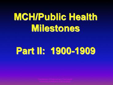 Department of Maternal and Child Health