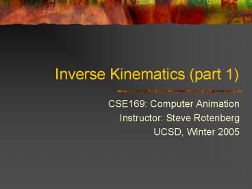 Inverse Kinematics part 1