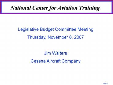 National Center for Aviation Training
