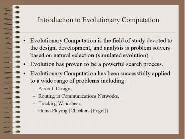Introduction to Evolutionary Computation presentation | free to download