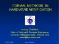 FORMAL METHODS IN HARDWARE VERIFICATION PowerPoint PPT Presentation