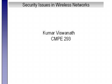 Security Issues in Wireless Networks