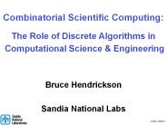 Combinatorial Scientific Computing: