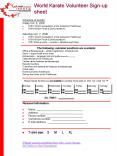 World Karate Volunteer Signup sheet PowerPoint PPT Presentation