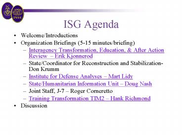 ISG Agenda