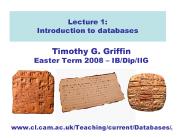 Lecture 1: Introduction to databases