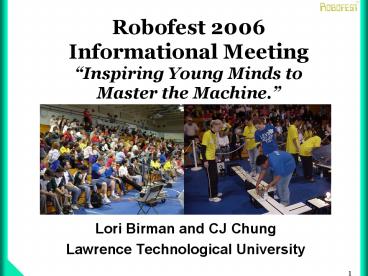 Robofest 2006 Informational Meeting 