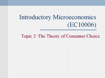 Introductory Microeconomics EC10006