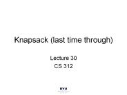 Knapsack (last time through)