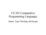 CS 363 Comparative Programming Languages
