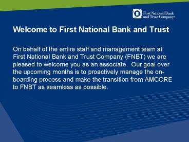 Welcome to First National Bank and Trust
