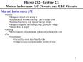 Physics 212 Lecture 22: Mutual Inductance, LC Circuits, and RLC Circuits PowerPoint PPT Presentation