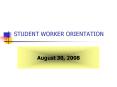 STUDENT WORKER ORIENTATION PowerPoint PPT Presentation