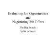Evaluating Job Opportunities and Negotiating Job Offers PowerPoint PPT Presentation