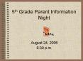 5th Grade Parent Information Night PowerPoint PPT Presentation